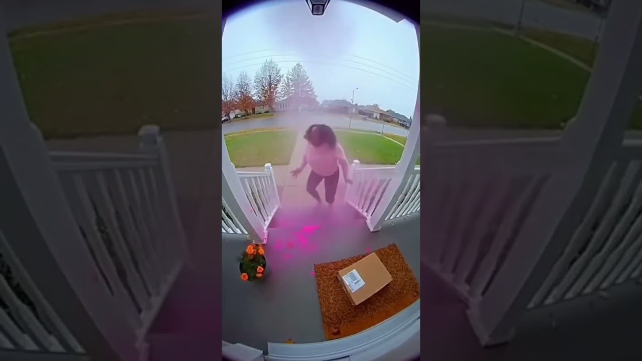 Busted Trying to Steal  Caught on Doorbell Cam #funnyvideo  #funnyfails #funnytiktok #fail