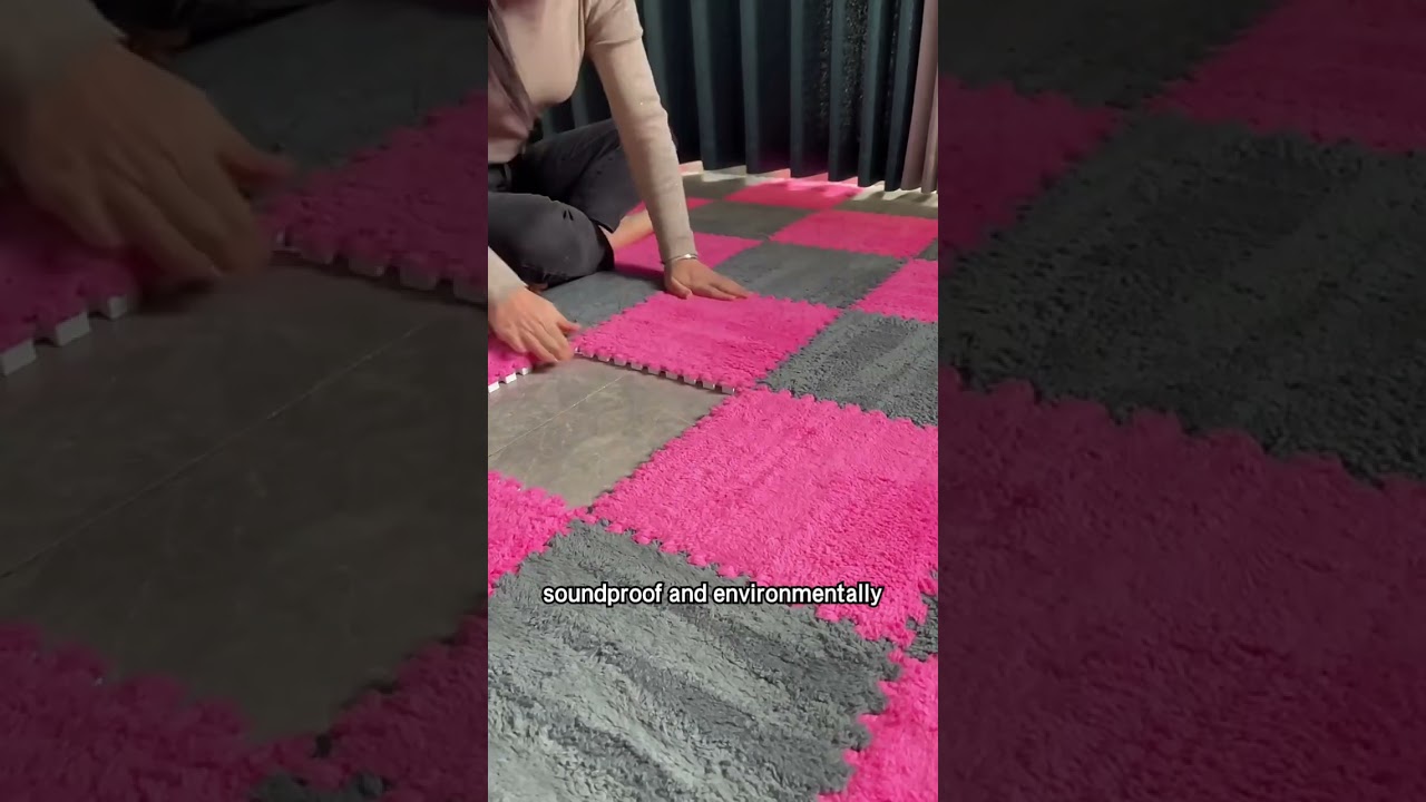 Interlocking Carpet Shaggy Soft EVA Foam Play Mats Floor Tiles for Children Kids Room Home Bedroom