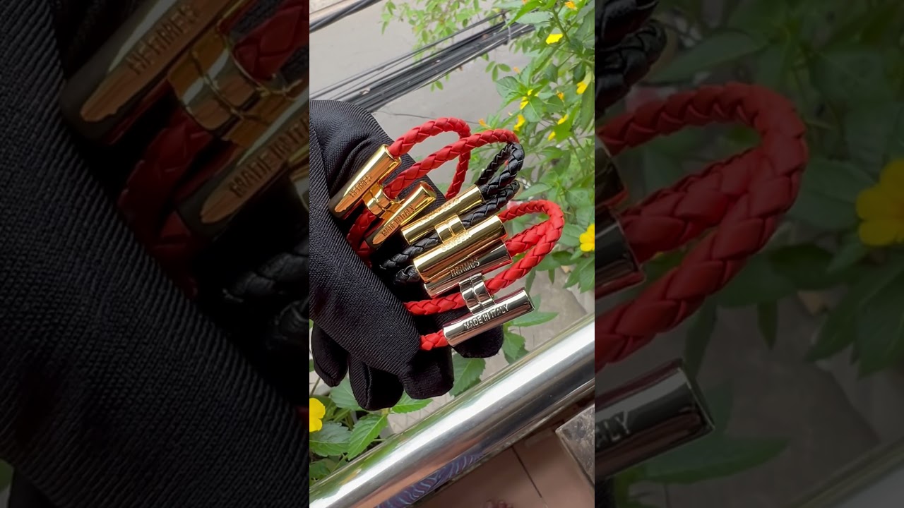 Vòng tay HERMES Tournis Tresse da thật (2 vòng dây)