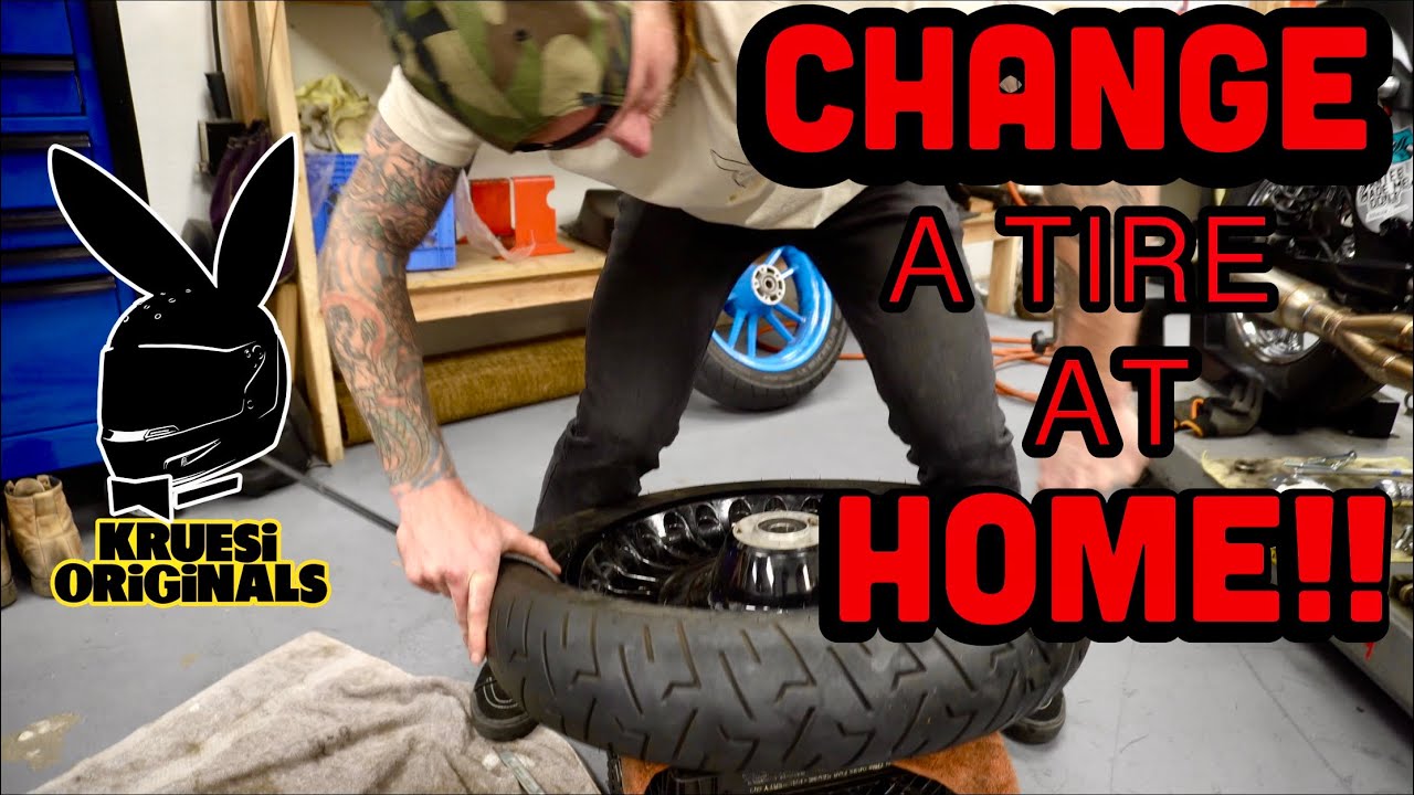 How to change a motorcycle tire with out a tire machine.