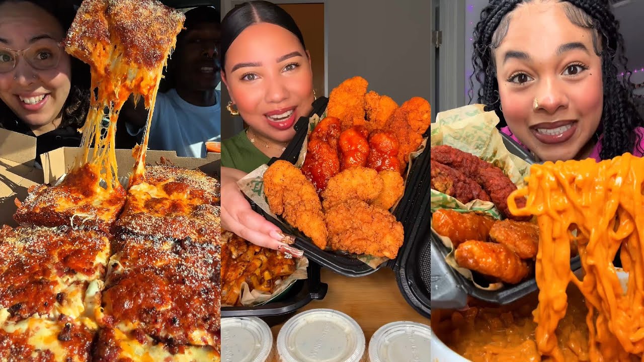 TIKTOK Mukbang Compilation | Pizza Hut, Wingstop, Chipotle, In-N-Out, Taco Bell & More!