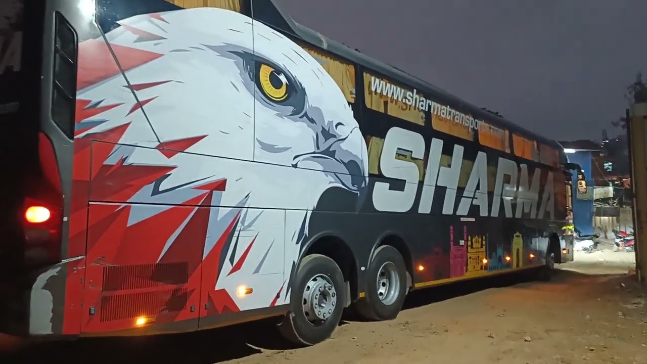 Sharma Travels Bangalore to Mumbai Multi-axle Volvo AC Sleeper Bus Amazing View #bus #acbus #volvo 
