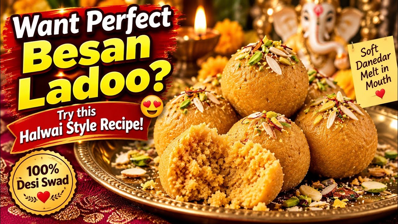 Want Perfect Besan Ladoo? 😍 Try This Halwai Style Recipe!