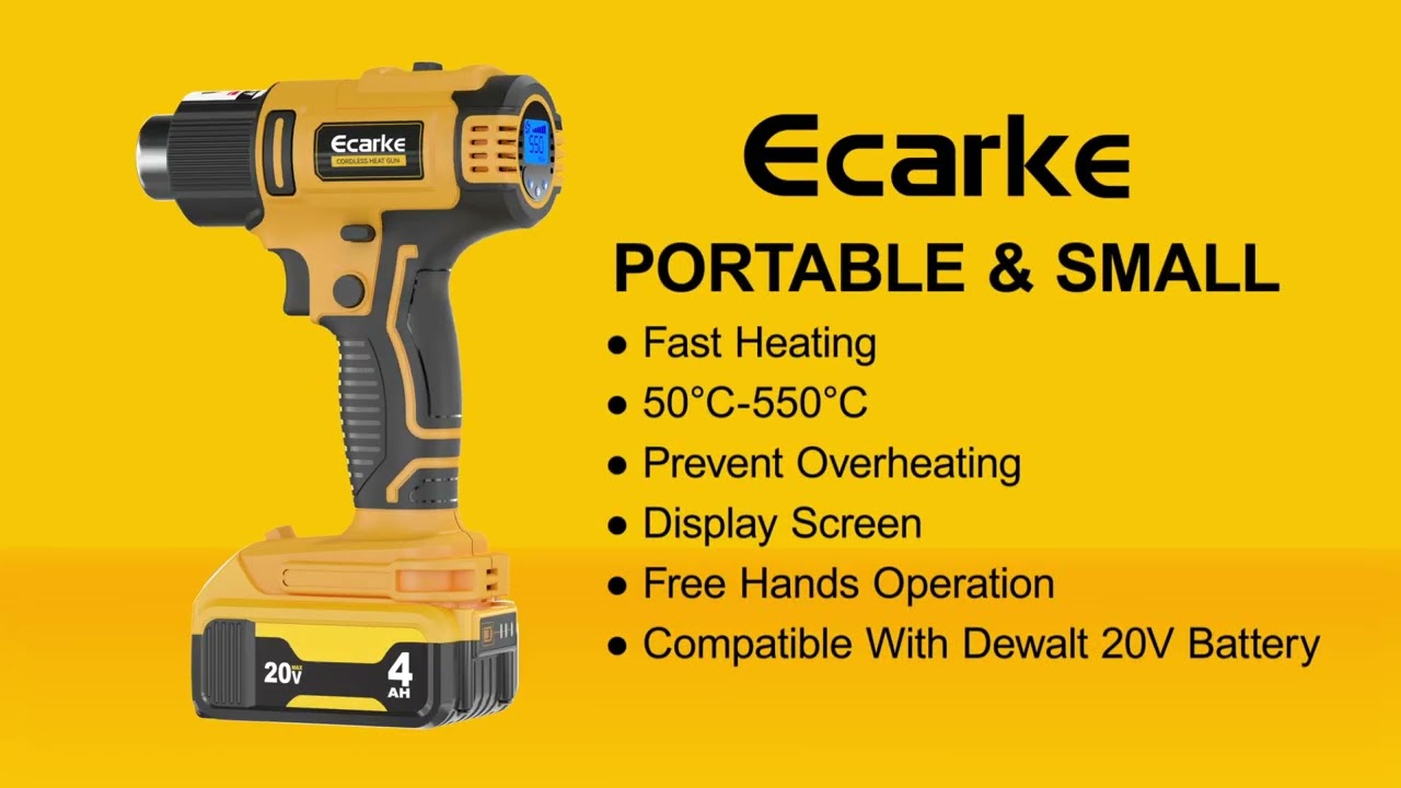 Ecarke Cordless Heat Gun for Dewalt 20V Battery