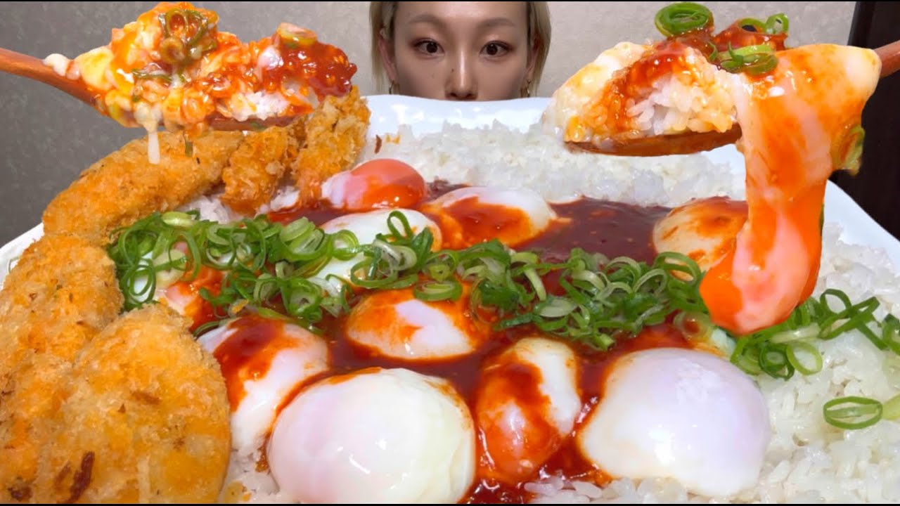 【温泉卵ユッケ丼】ASMR 日本語字幕