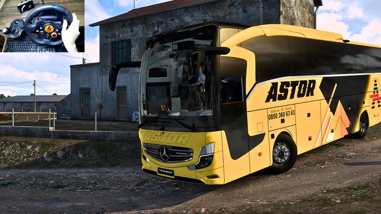 Smoothest Bus Driving Through Village Extreme Narrow Roads of Ukraine | #ets2 | Logitech G29 Setup