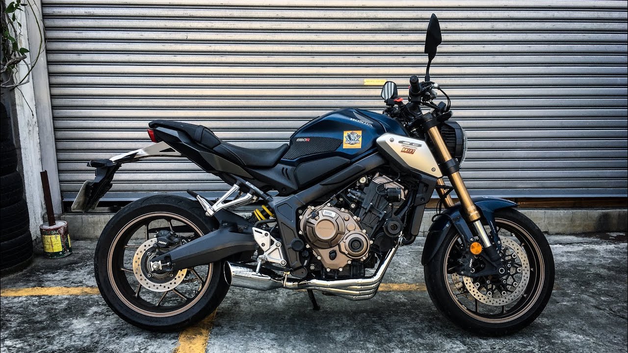Full exhaust system on a 2022 Honda CB 650R