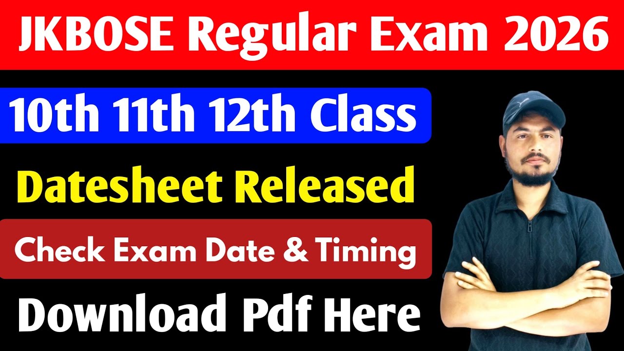 JKBOSE 10th 11th 12th Class Regular 2026 Datesheet Released | Kashmir, Winter zone Jammu & Ladakh