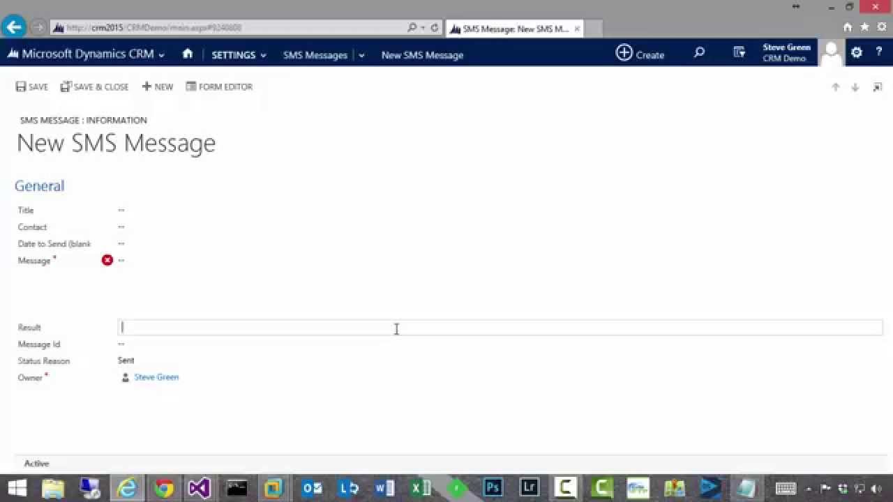 CRM 2015 / 2013 / 2011 - Send SMS Message