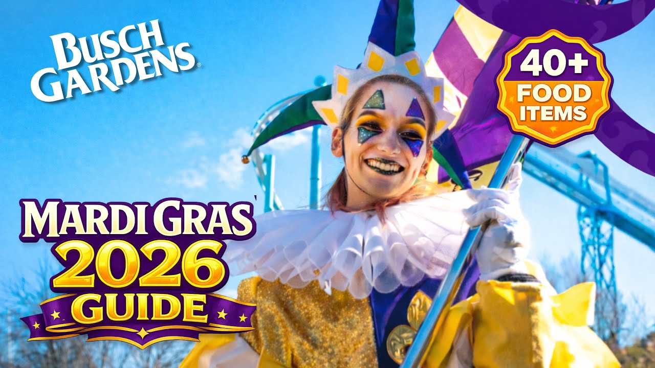 Путеводитель по карнавалу Марди Гра 2026 в парке Busch Gardens Williamsburg | Еда, шоу, даты и со...