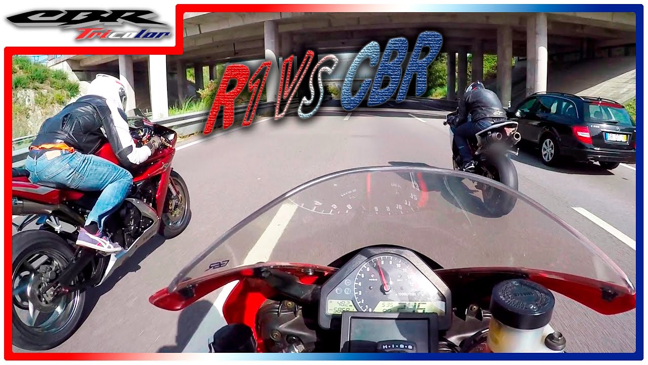 🏁 RACE CBR vs R1 - Me and 3 Yamaha R1