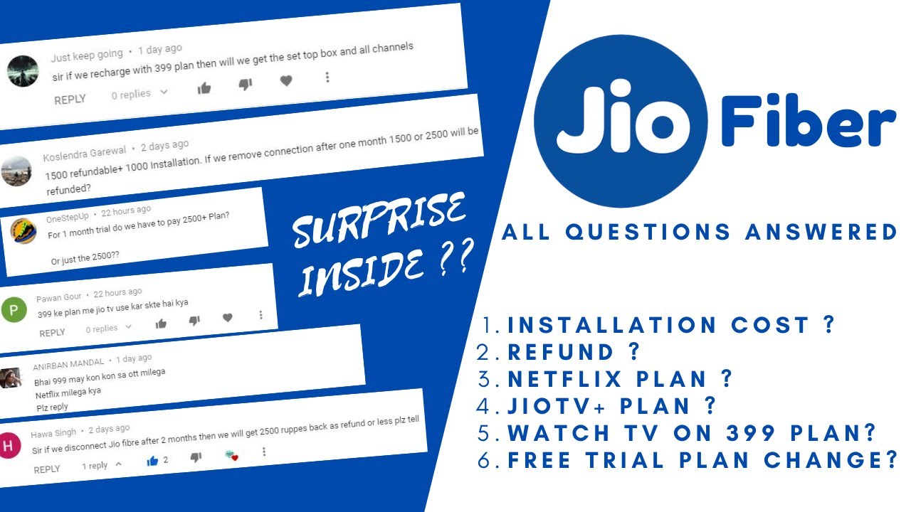 Jio Fiber New Plans FAQ - Installation cost, Refund , 399 Plan Tv , Jio TV+ ? Surprise Inside🔥 !