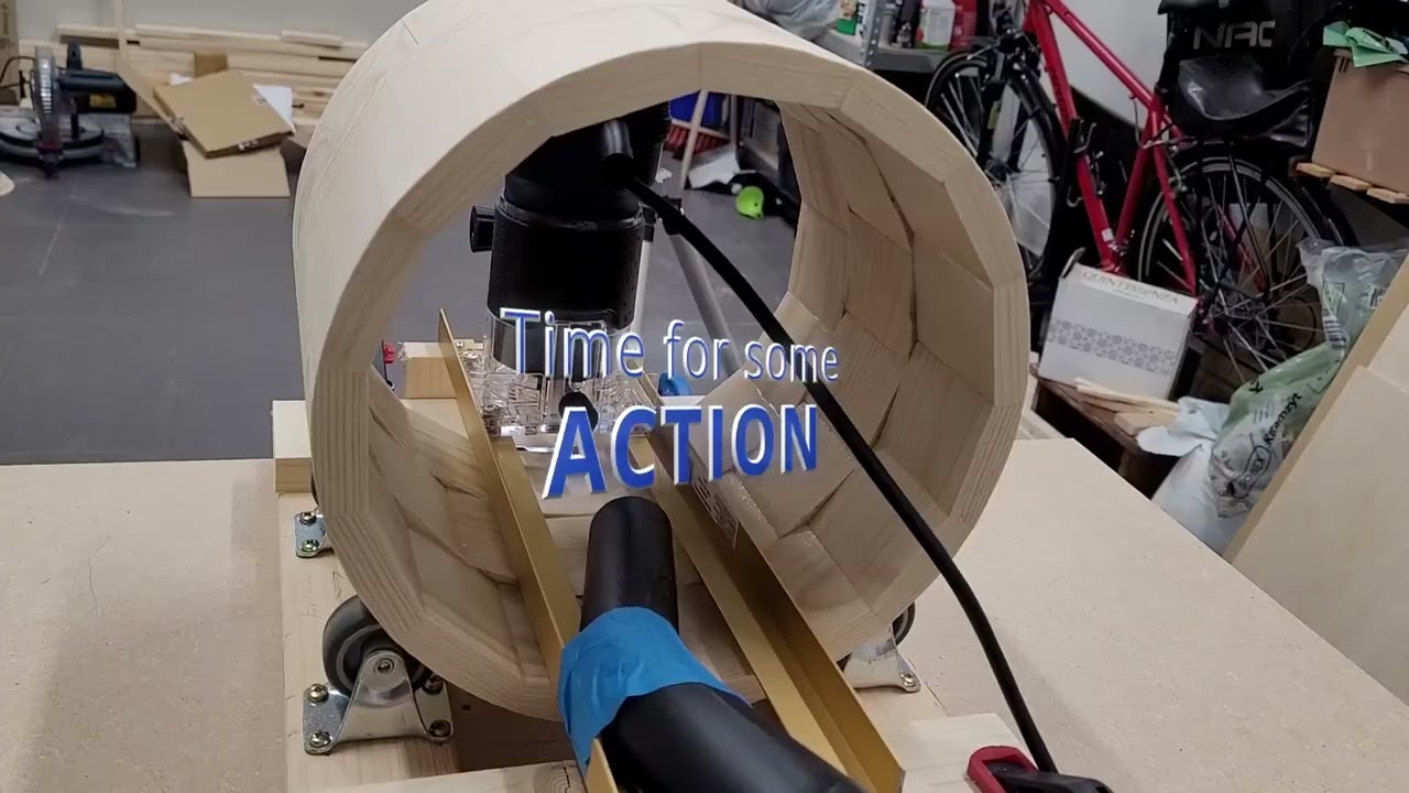 Stave drum inner milling with the router jig
