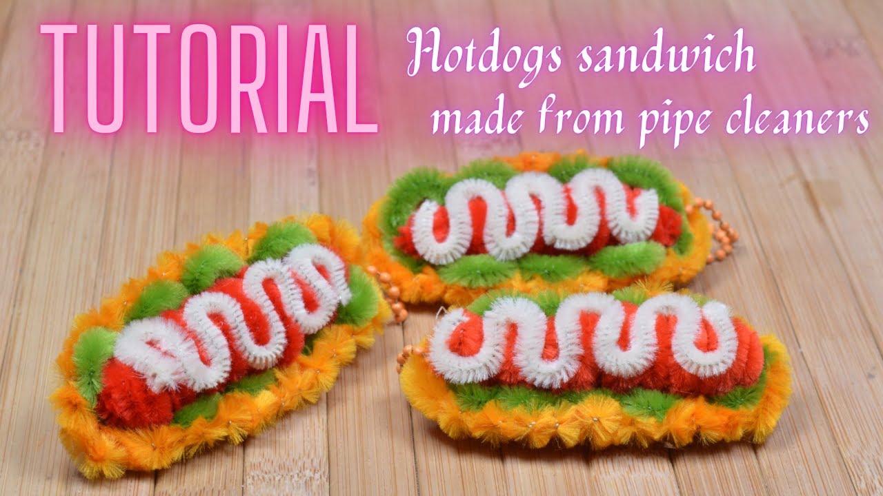 🌭KEYCHAIN TUTORIAL🌭Hotdog sandwich made from pipe cleaners | Chenille wire crafts