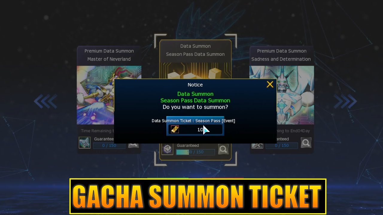 GACHA SUMMON SEASON PASS TICKET DMO  - DIGIMON MASTERS ONLINE