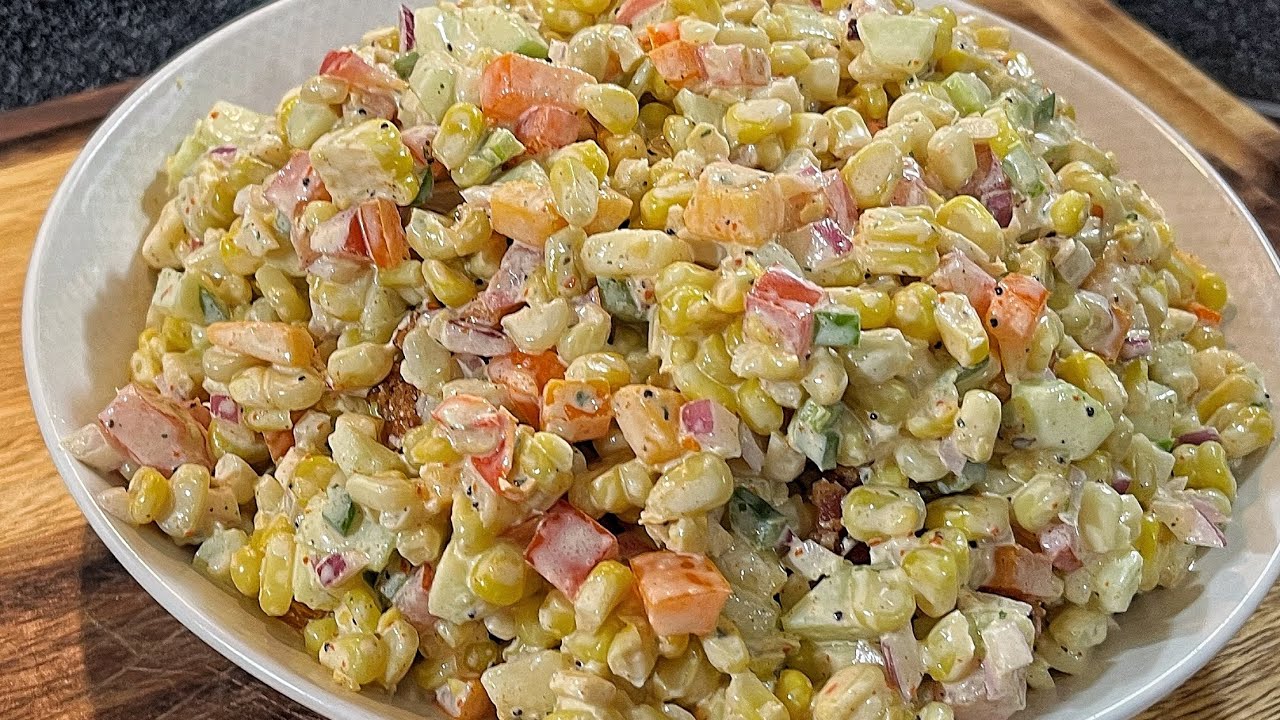 The BEST Corn Salad for Cookouts 🌽 | Creamy, Tangy, and Addictively Good! #cooking