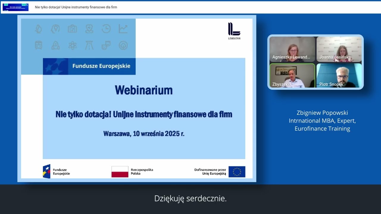 Webinarium: Nie tylko dotacja! Unijne instrumenty finansowe dla firm