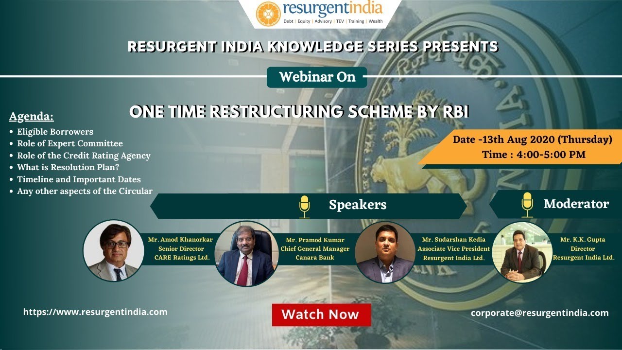 One Time Restructuring Scheme By RBI