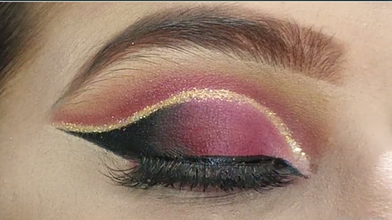 Red Cut Crease Eye Makeup For Brown Eyes ✨ Glitter Party Eye Makeup Tutorial | Bold Glam Look