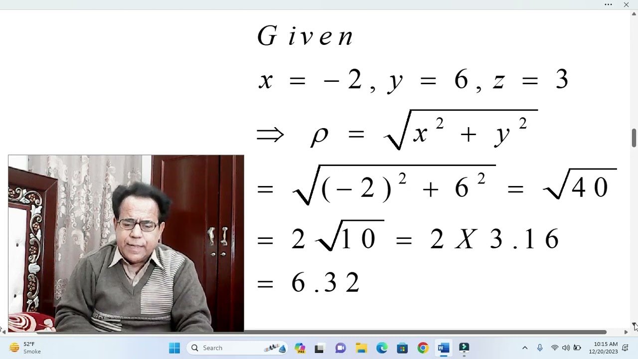 Cartesian, cylindrical and spherical coordinates