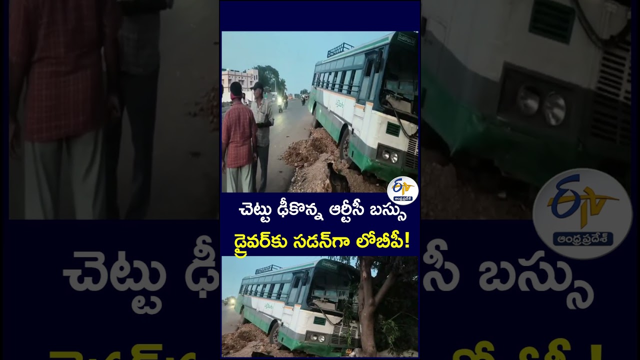 చెట్టు ఢీకొన్న ఆర్టీసీ బస్సుడ్రైవర్&zwnj;&zwnj;కు సడన్&zwnj;గా లోబీపీ!&zwnj; #RTCBus #BusAccident #LowBP #RoadAccident