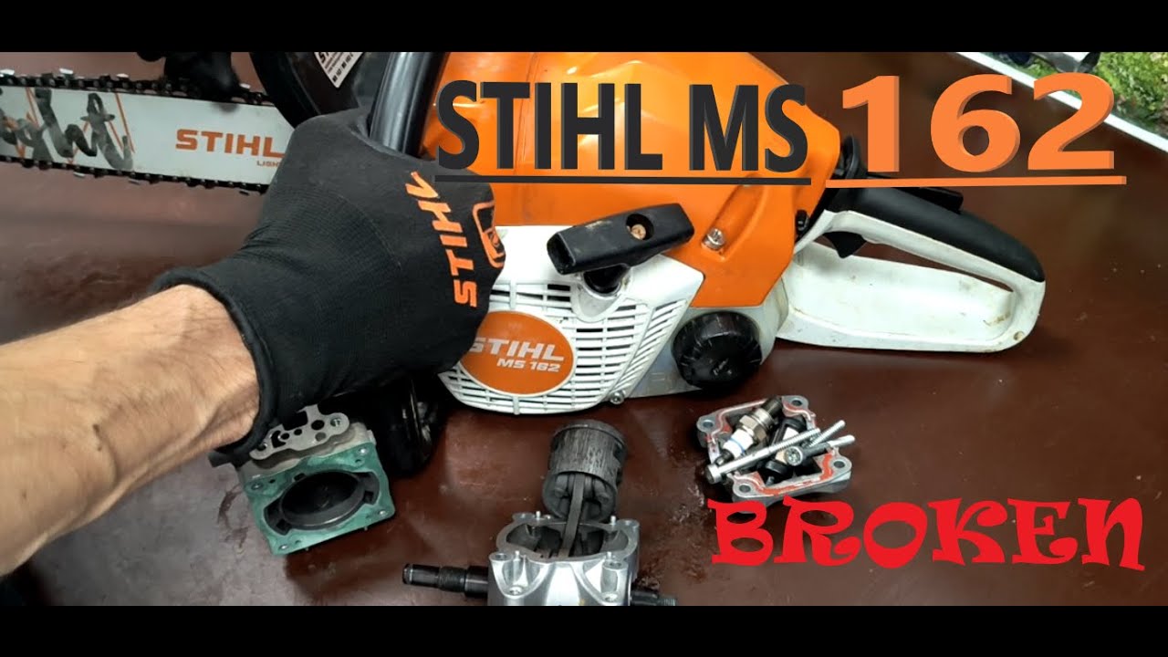 NEW STIHL MS 162 CHAINSAW WITH BROKEN ENGINE.Нова резачка STIHL MS 162 с блокирал двигател.
