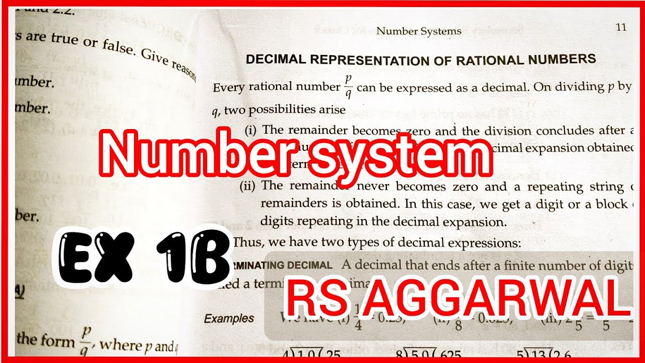 RS AGGARWAL | CH-1 NUMBER SYSTEM | EX 1(B) |CLASS 9