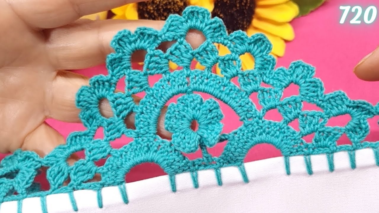 Asombrosa puntilla de una sola vuelta para la orilla de servilletas y manteles #crochet 🧡 | 720