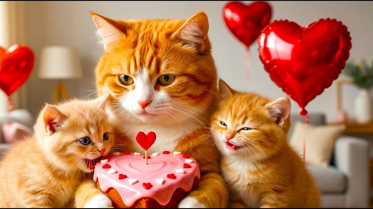 Mama Cat Makes Valentine’s Day Magical for Her Adorable Kittens ✨💖
