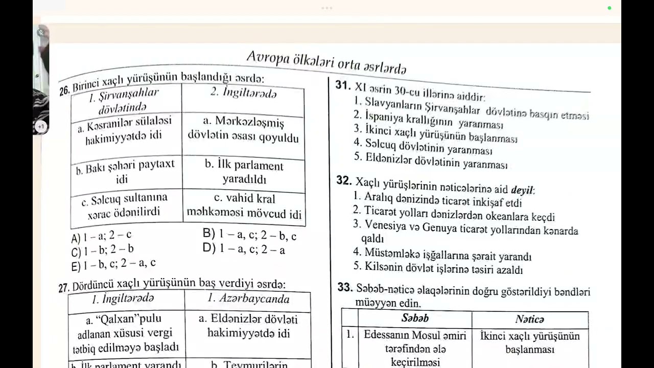 Test-səlib yurusləri,səflərə baxırıq1 10 cu siniflərlə--📞051-304-32-35