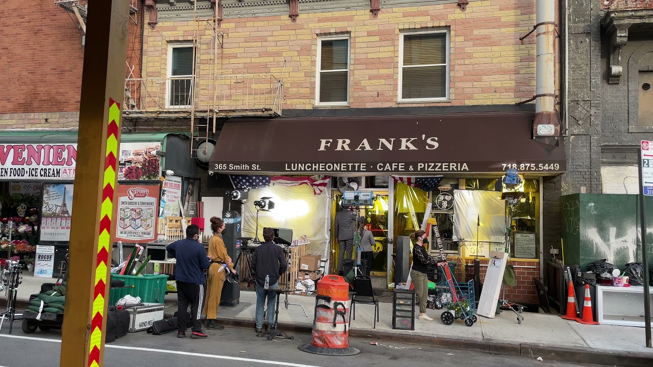 filming action at Frank's, Carroll Gardens, Brooklyn, New York (4-10-21)