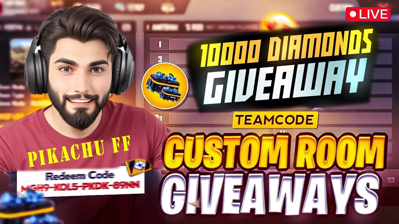 FREE FIRE LIVE 10,000 DIAMOND GIVEAWAY | TEAM CODE GIVEAWAY #freefirelive #lokeshgamer #gyangaming