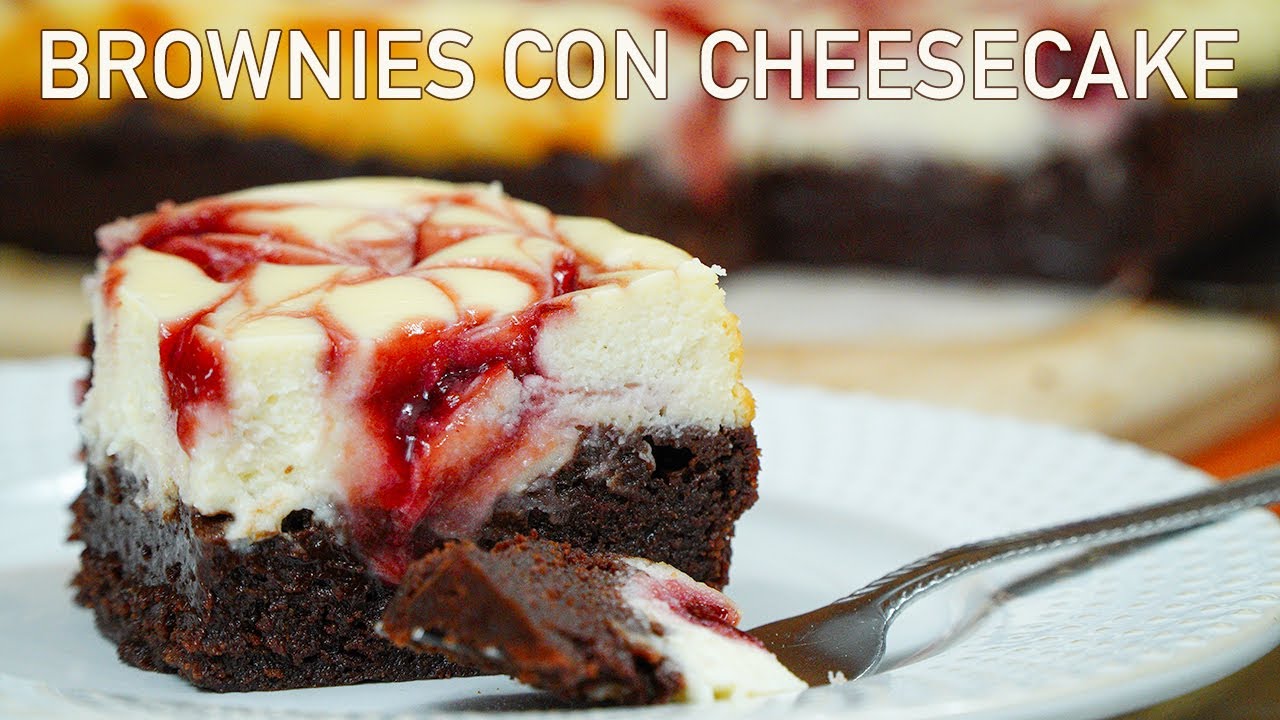 Como hacer brownies con CHEESECAKE | BROWNIES de chocolate con cheesecake y mermelada de FRAMBUESA