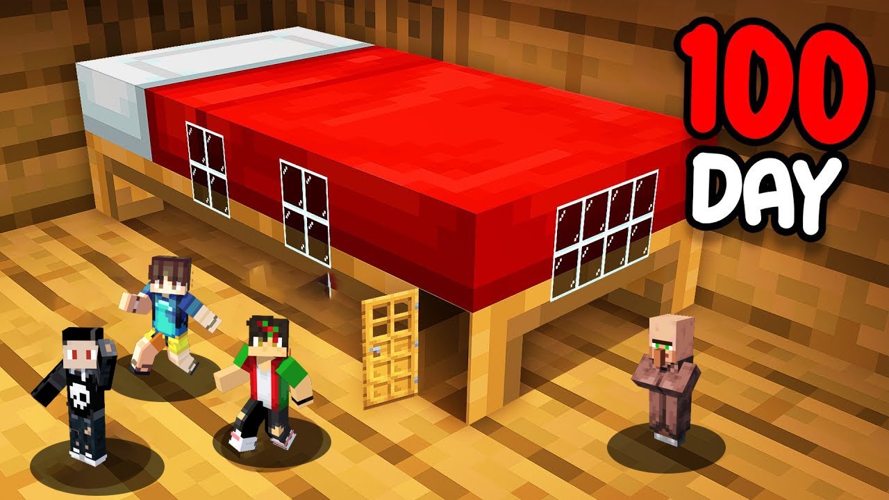 I Lived Inside The BED For 100 Days in Minecraft