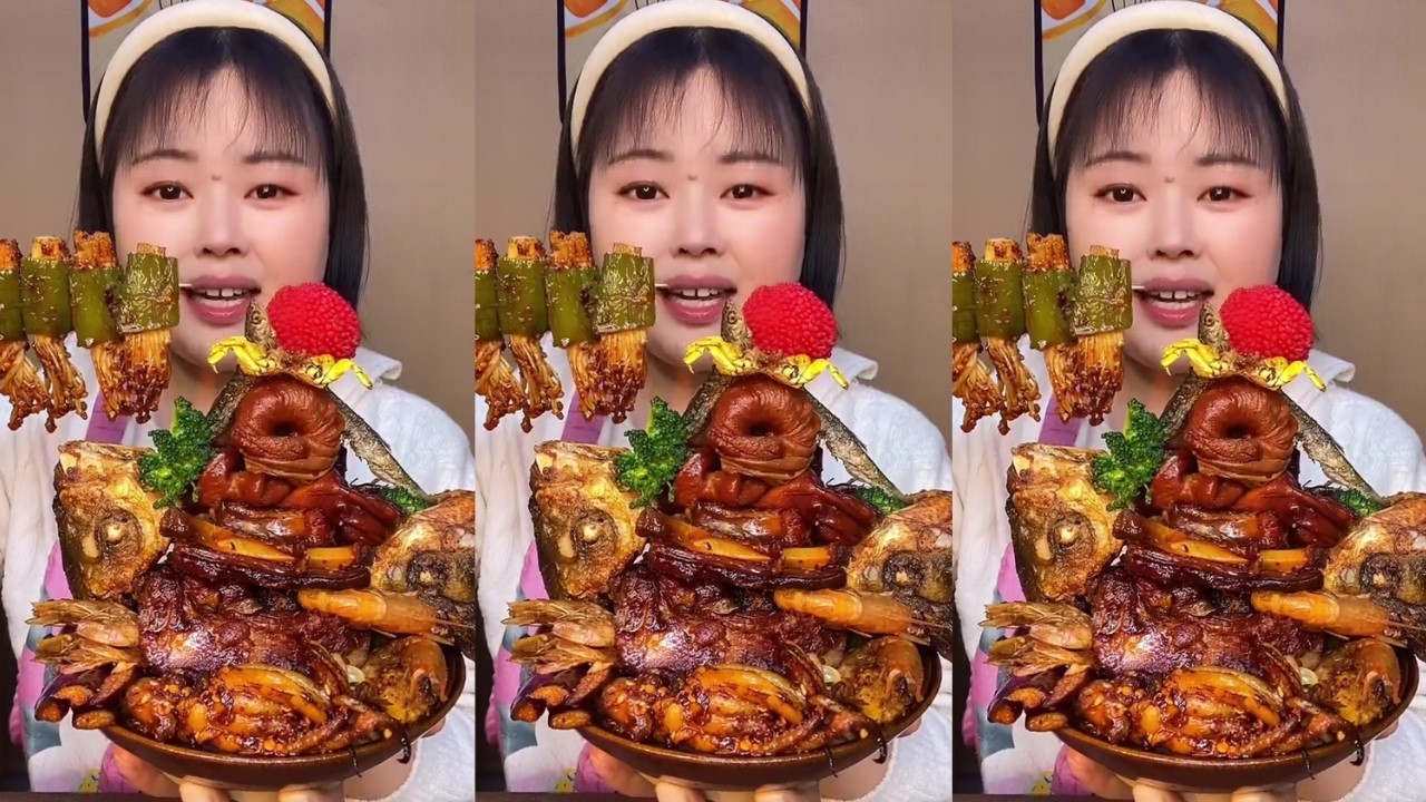 Rural ASMR Enjoy Eating Crispy Pork Ribs Rural Food Eating Show Really Delicious