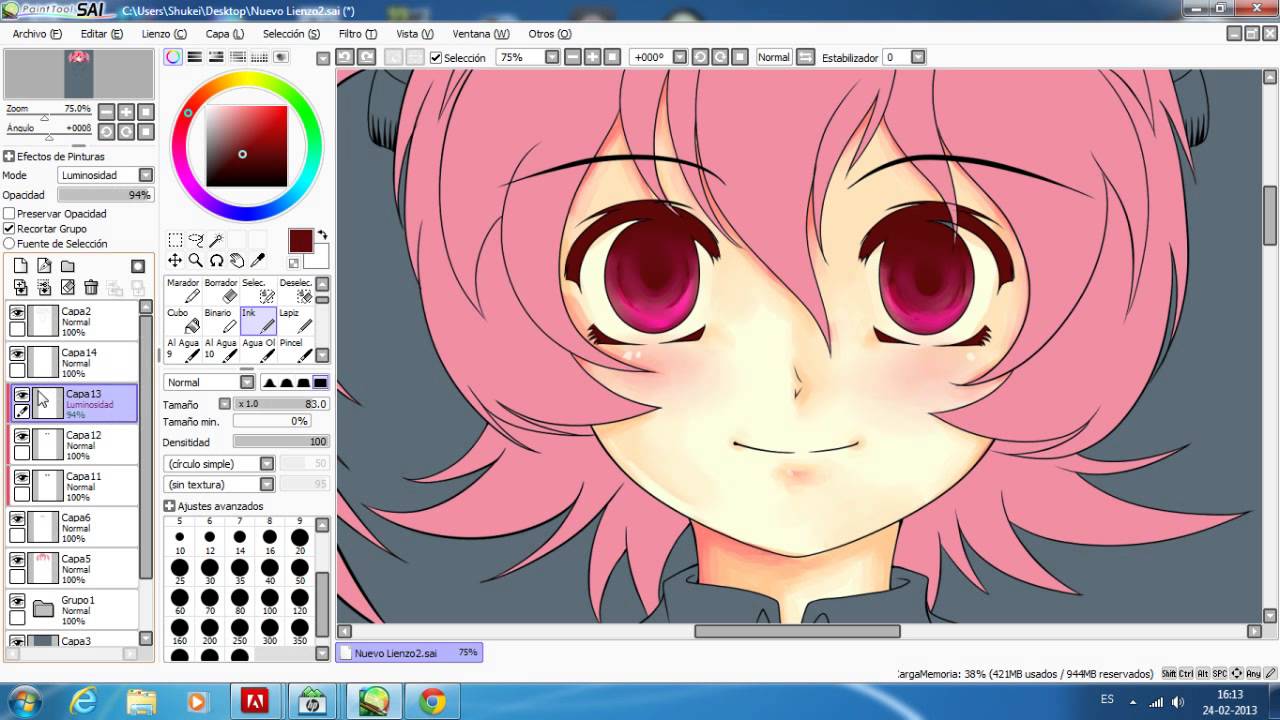 Easy Paint Tool SAI con Shukei #3 Coloreando ojos)