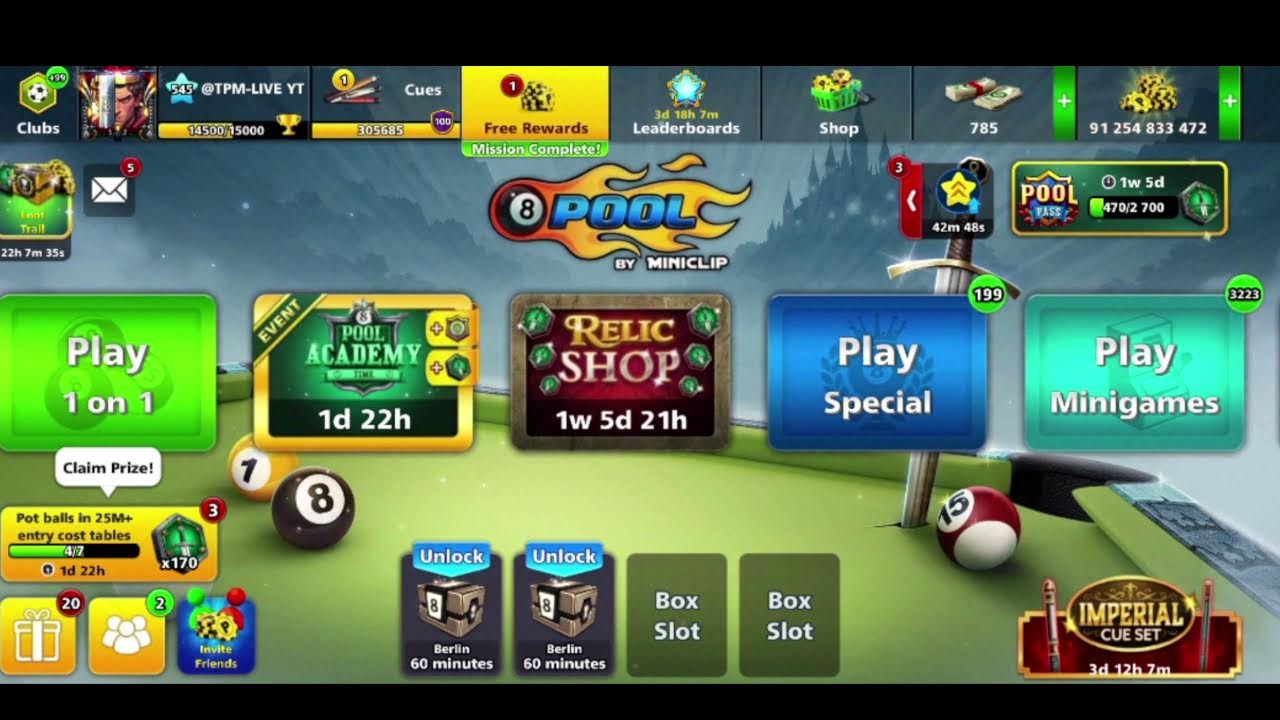 8 ball  pool trickshot on the best account
