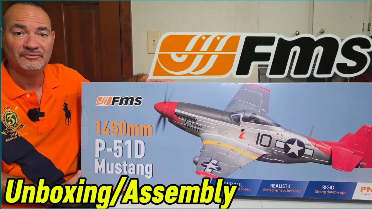 FMS 1450mm P-51D Red Tail V8 Unboxing Assembly 