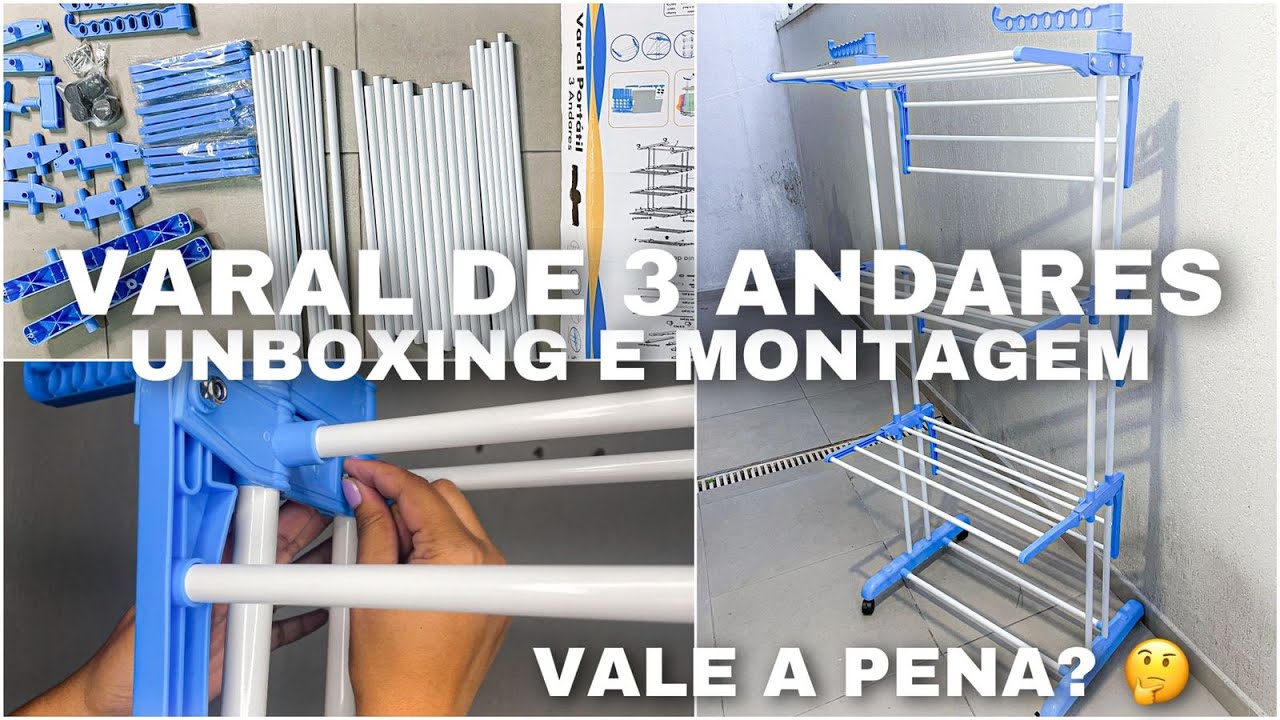 COMPREI UM VARAL DE 3 ANDARES! | UNBOXING, MONTAGEM E CONSIDERAÇÕES! | MELHOR COMPRA DE DONA DE CASA