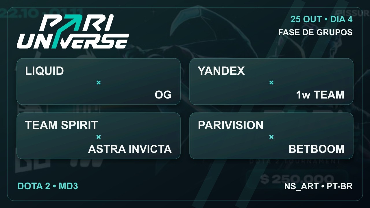 PARI Universe, Day 4 - Liquid x OG, Yandex x 1w, Spirit x Astra, PARIVISION x BetBoom 🏆 [PT-BR]