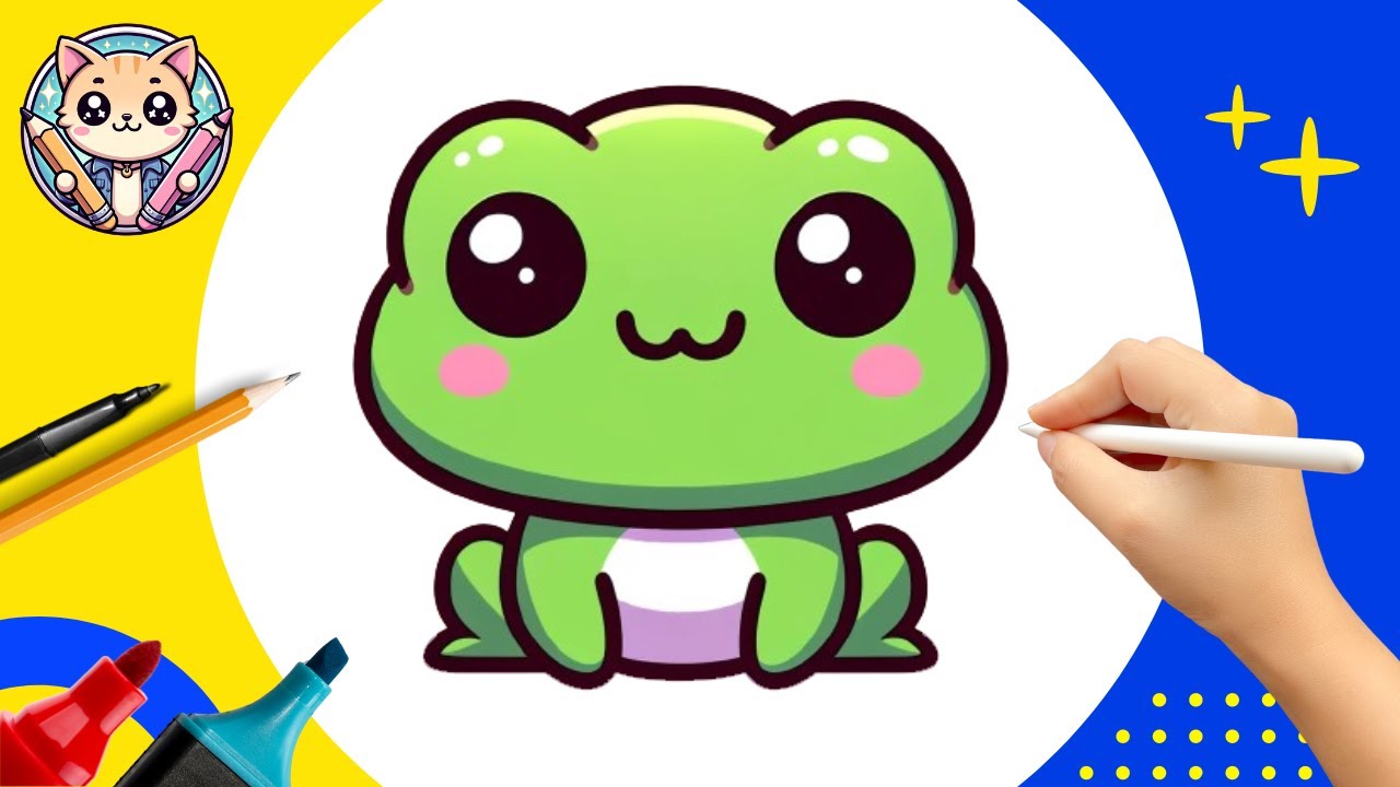 Como DESENHAR um SAPO ou RÃ Kawaii 🐸 Tutorial Fácil Passo a Passo para Crianças