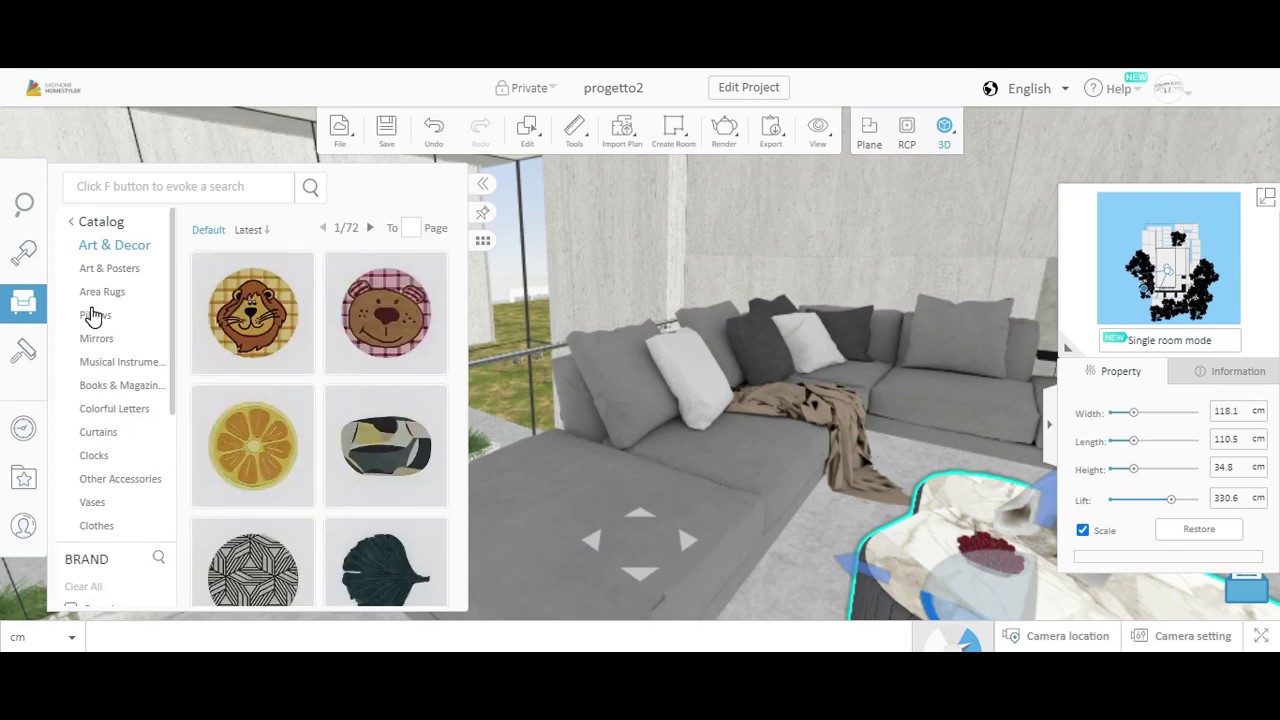 How to place objects on the second floor in Homestyler