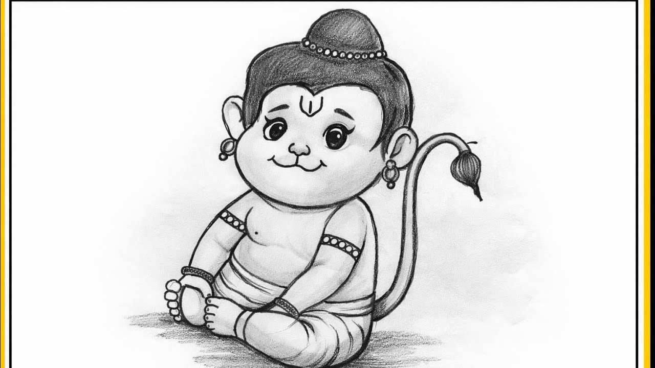 Bal Hanuman Pencil Drawing ✏️ | Easy Step-by-Step Bhagwan Sketch|Hanuman easy drawing #art #bhagwan