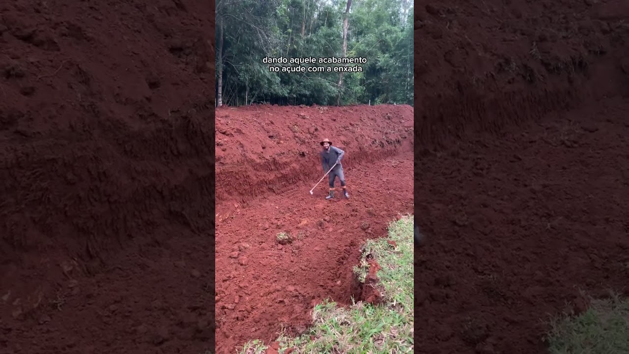Quantos dias voc&ecirc;s acham que vamos demorar pra encher o a&ccedil;ude? 😅 #construcao #a&ccedil;ude #lago