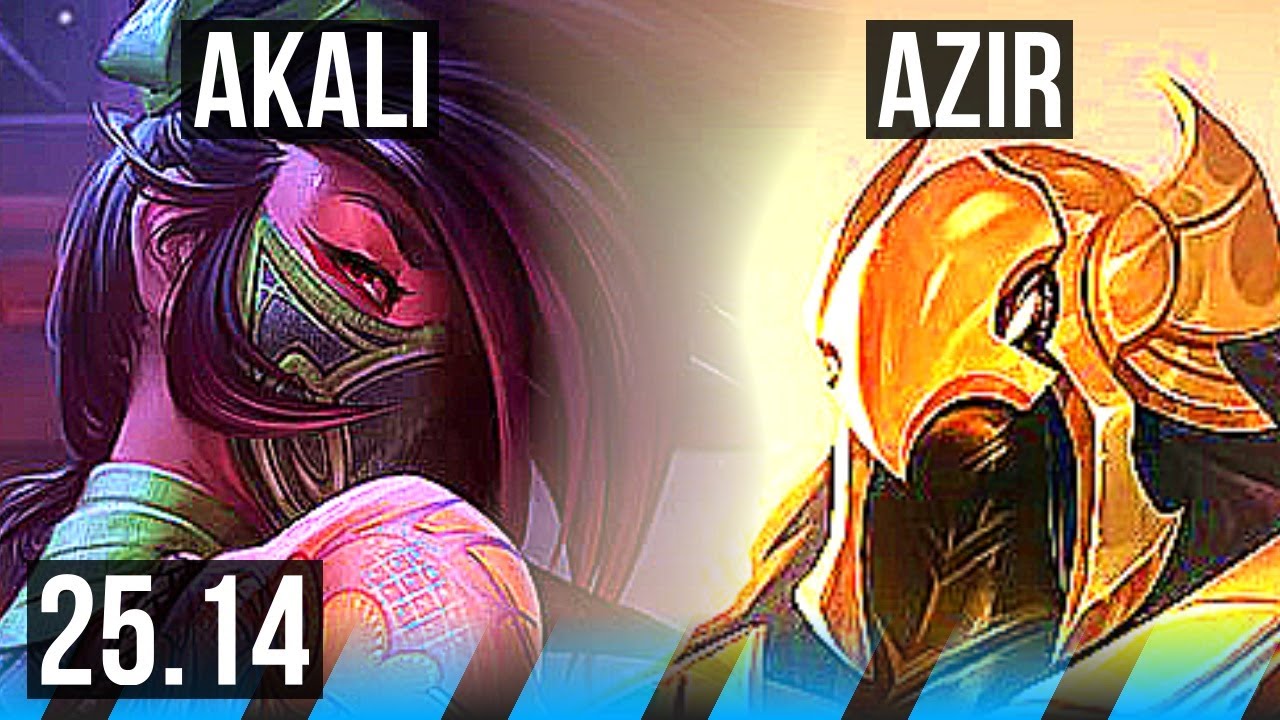 AKALI vs AZIR (MID) | 13/1/10, Godlike | KR Master | 25.14