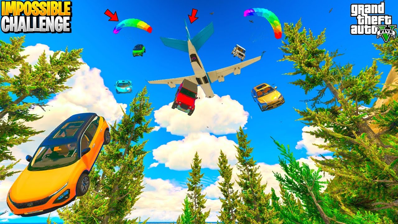 Indian Cars Vs Super Cars Vs Impossible Sky Jumping From Air Plane | GTA 5 Indian Cars
