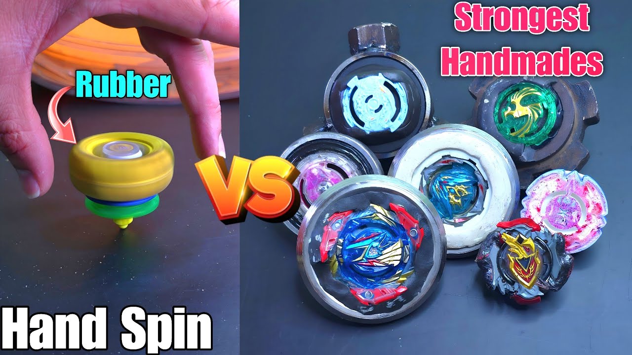 Hand Spin Rubber Beyblade Vs Handmade Beyblades Full Battle | Survive or Not ?