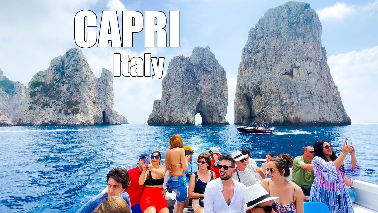 4K HDR CAPRI Boat tour 🚢 Around the Island, passing Amalfi Cost ITALY zone