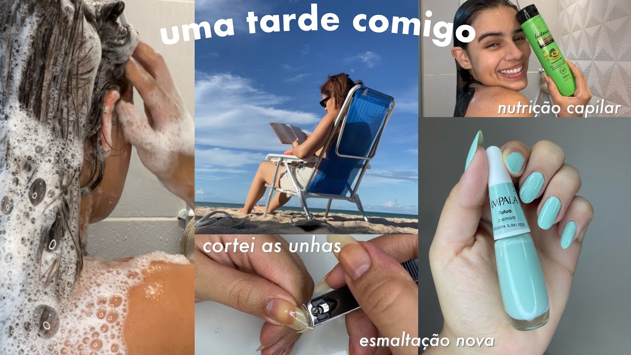 VLOG UMA TARDE COMIGO| Praia, pintando e cortando unha, cuidados com o cabelo💙