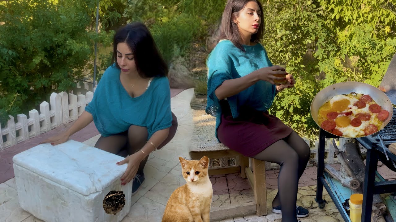 Building a Cozy Home for the Cats & A Simple Breakfast on a Cold Day | Village Life
